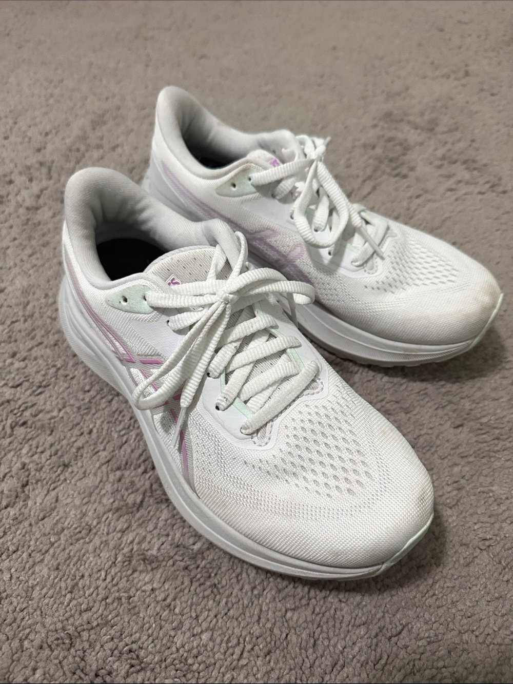 ASICS White Women's Running Sneakers with Subtle Pink Accents